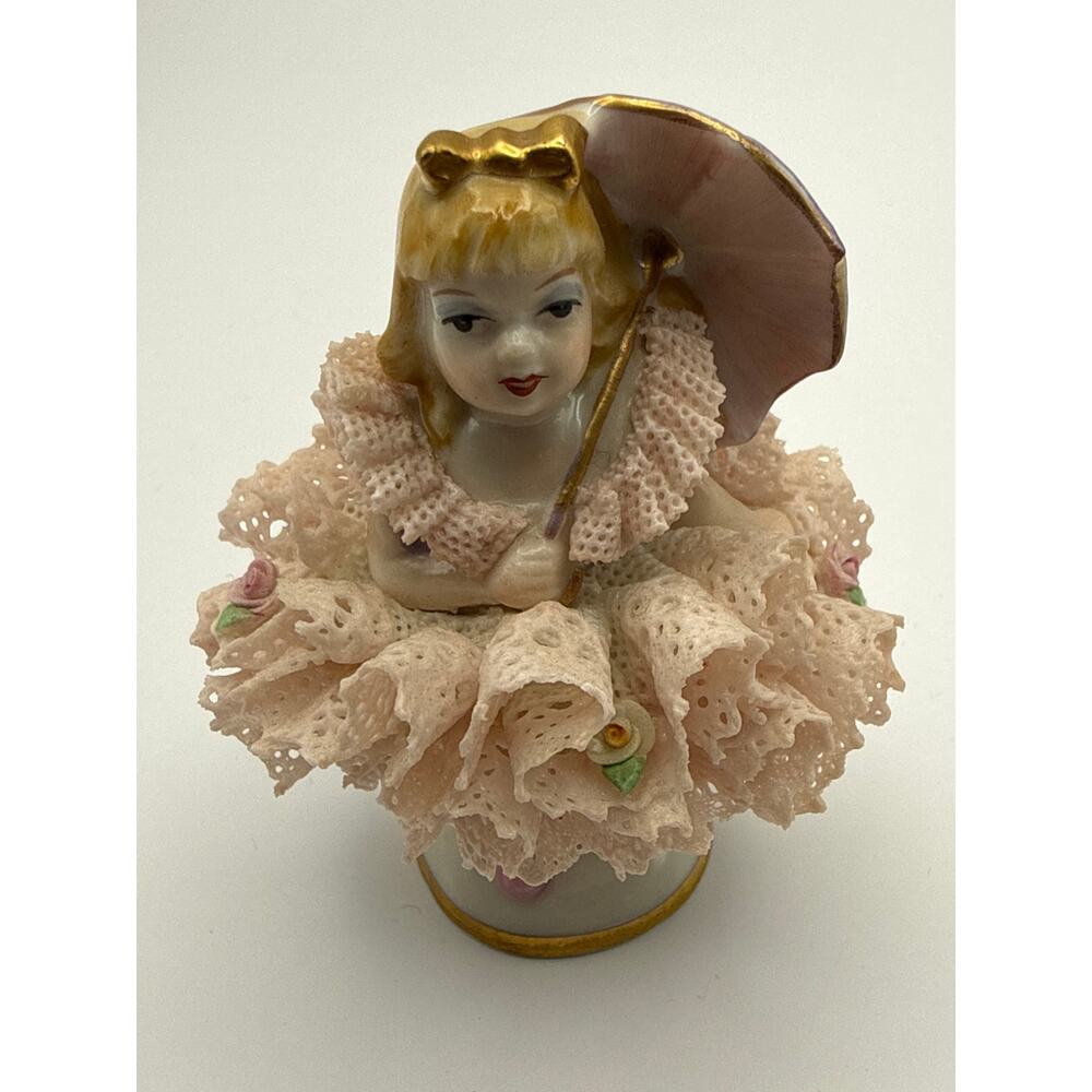 Irish Dresden "Deirdre" with Umbrella Porcelain Figurine